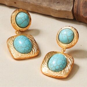 18K Gold Plated Vintage Style Drop Earrings | Retro Statement Jewelry